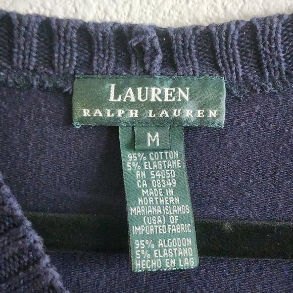 Lauren Ralph Lauren Womens Button Front Cardigan Long Sleeve Navy Blue Size S - Picture 5 of 6